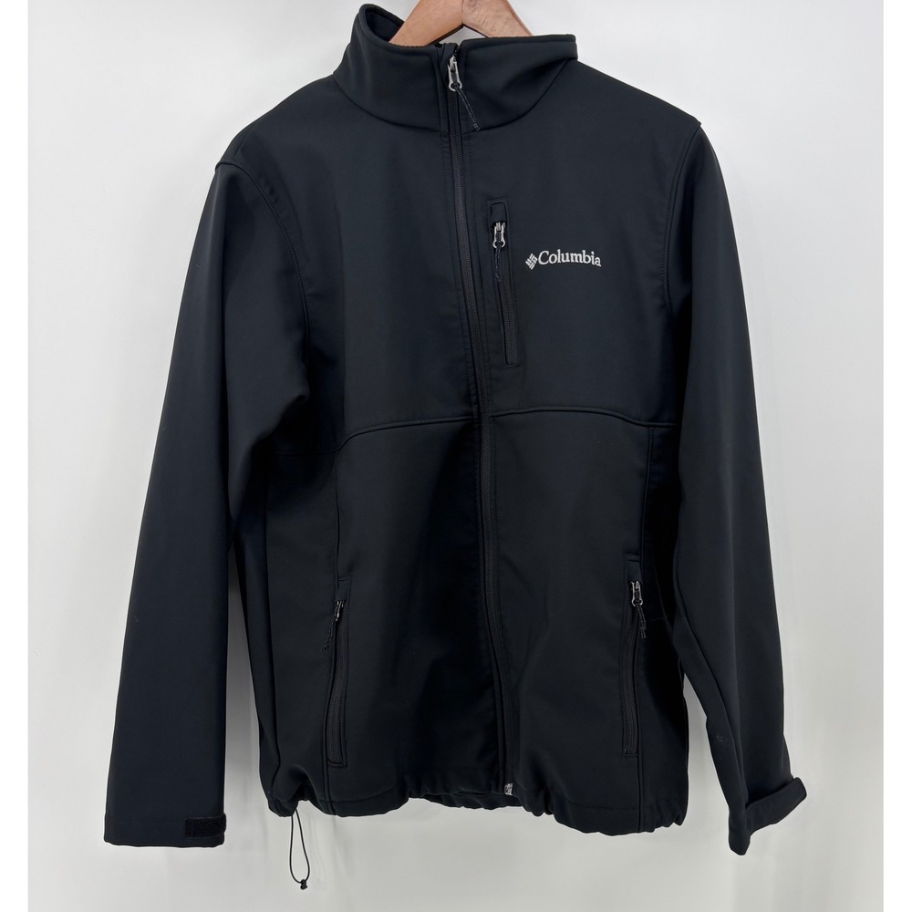 Columbia Ascender Softshell Jacket Mens M Black Fleece Lined Full Zip